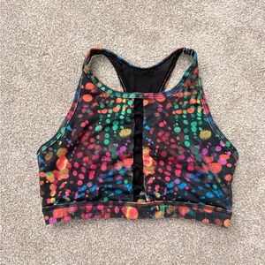 Born Primitive Women’s Small high neck, open midline, Colorful Dotted Sports Bra